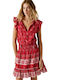 Floral Floral Καλοκαιρινό Mini Φόρεμα Royal Red
