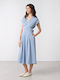 Sommer Midi Damenkleid Hellblau