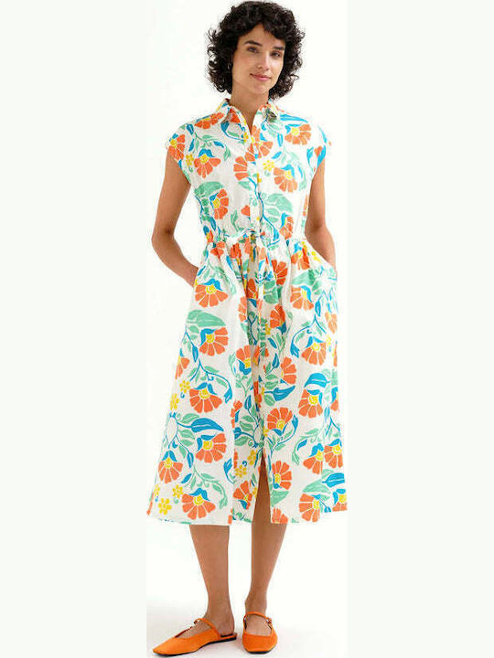 Dress Καλοκαιρινό Midi Σεμιζιέ Φόρεμα Multicolour