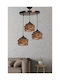 SteweHome Handgefertigte Deckenleuchte Spirale Korb Design 3 Licht Braun 30x60cm