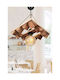 Stewehome Wooden Rustic Lighting Rope E27 Living Room 26 X 26 Cm