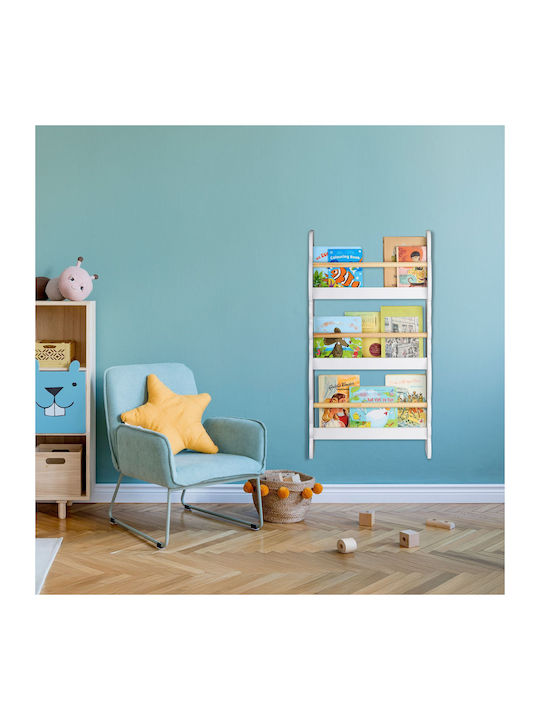 Bibliotecă de Pardoseală din Lemn Albă 52.5x14x80cm