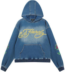 Ed Hardy Sweatshirt Blue with Hood