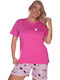Comfort Summer Women's Cotton Pajama Set Fuchsia