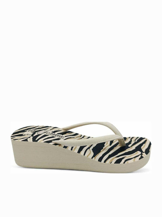 Jomix Jomix Women's Flip Flops with Beige Zebra...