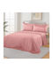 SpitiBazaar Bed Sheet Set with 2 Pillowcases Double with Rubber Hugger 160x200cm Pink (3 Pieces)