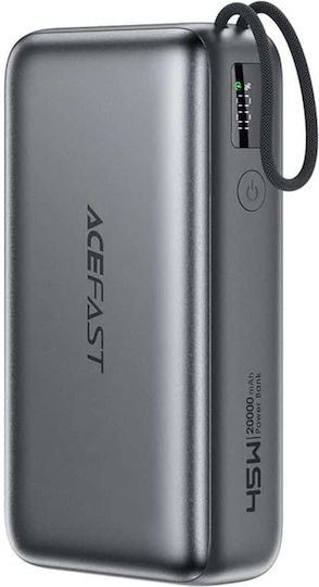Acefast M34 Power Bank 20000mAh 45W με Θύρα USB-A και Θύρα USB-C Power Delivery / Quick Charge 2.0 / Quick Charge 3.0 Γκρι