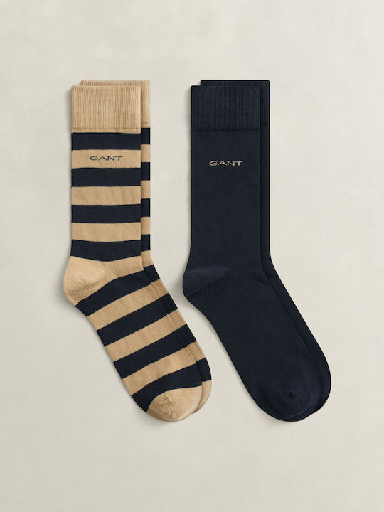 Gant Men's Monochrome Socks Beige/Dark Blue 2Pack