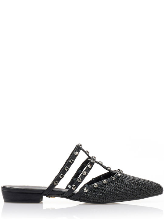 Pantofi Mules Dama Flat În Culoare Neagră