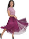 High Waist Maxi Skirt with Purple Tulle