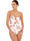 Strapless One Piece Swimsuit Floral White