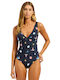 One Piece Swimsuit with Removable Padding Navy Blue