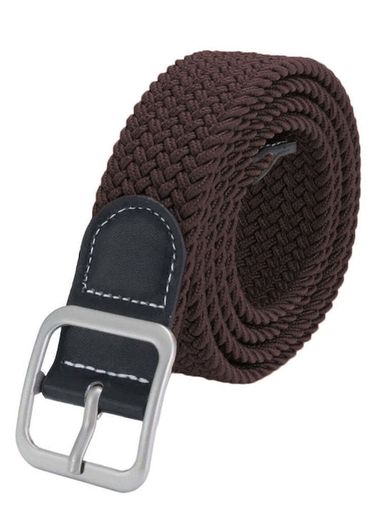 Wide Elastic Men's Knitted Belt Brown