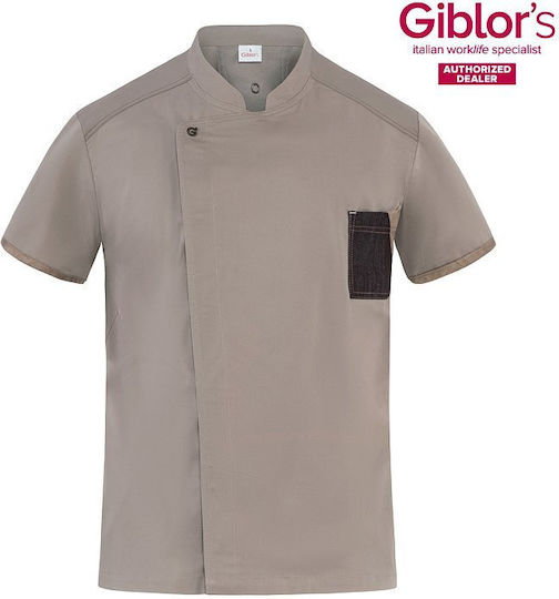 Giblor's Chef Coat 100% Cotton Beige with Short Sleeve