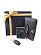 Business Kit Men's Gift Set Long Wallet Notebook Keychain Pen Black In Elegant Box