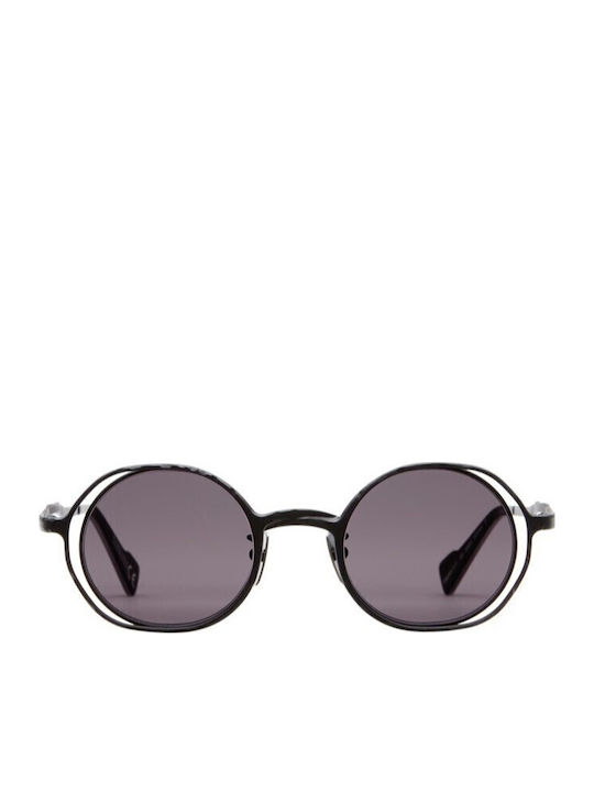 Kuboraum Maske Male Sunglasses With Black Metallic Frame And Black Lens