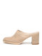 Leather Mules With Heel In Blonde Colour