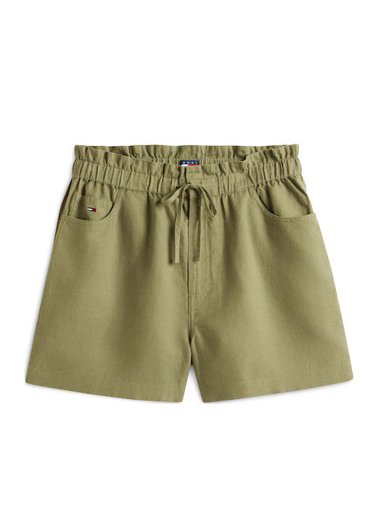 Tommy Hilfiger Essential Damen-Leinen-Shorts Grün