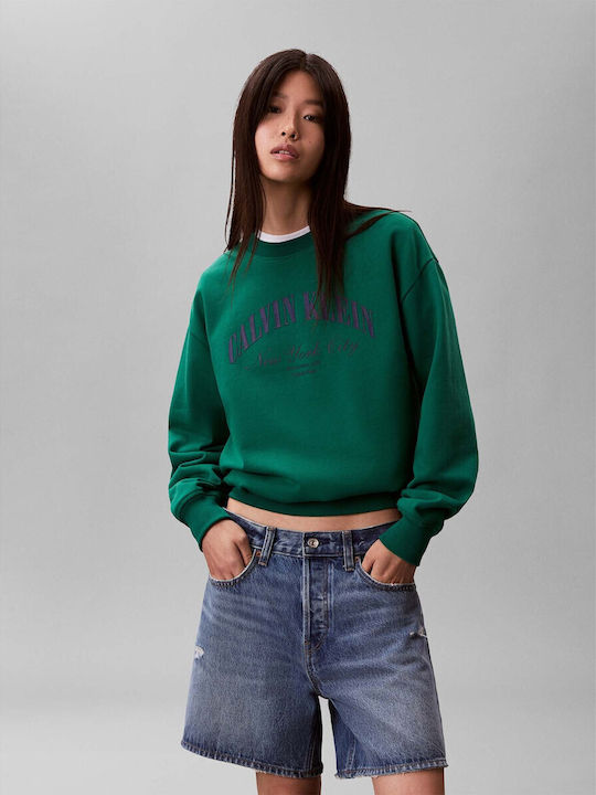 Logo Graphic Lang Damen Sweatshirt Grün