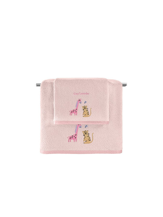 Guy Laroche Set of Baby Towels 2pcs Bebe Jungle Jungle Pink 70x130cm Weight 450gr/m²