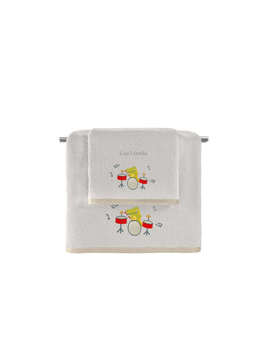 Guy Laroche Set Babyhandtücher 2 Stück Band Natural-Silber 70x130cm Gewicht 450gr/m²