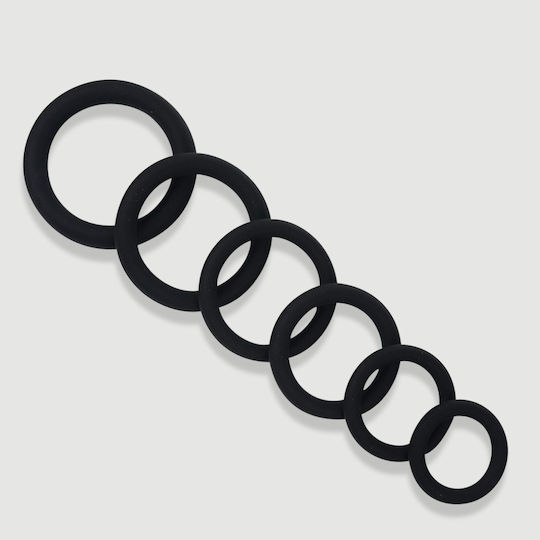 Male Collection Silicone Flexible Round Cock Ring Set Black