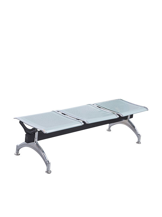 Dreisitziger Wartesessel in Grau Farbe 150x50x40cm