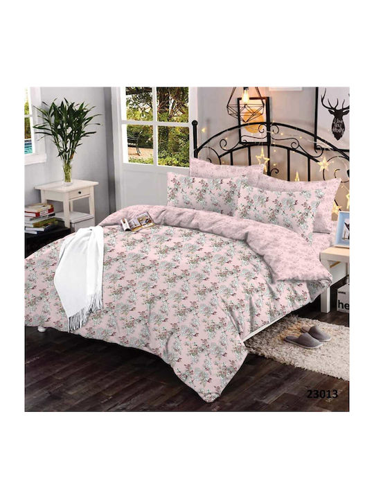 Marwa Cotton Duvet Cover Set 160x240cm Single with Pillowcase Pink