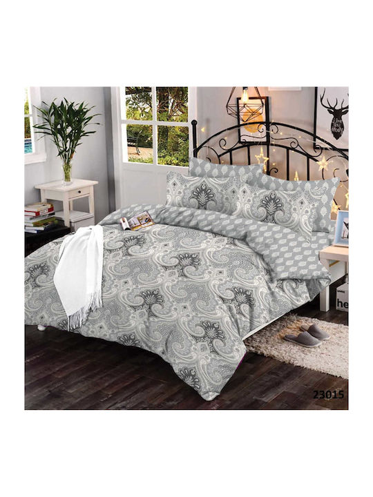Marwa Cotton Duvet Cover Set 220x240cm Super King with 2 Pillowcases Gray