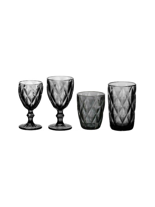 Cryspo Trio Kare Smoke Set Water / White Wine / Whiskey Glasses Glass 320ml 24 Pieces