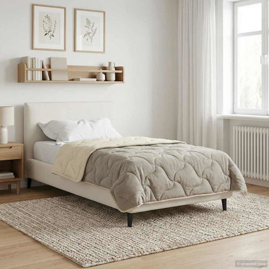 vidaXL Κουβέρτα Fleece Μονή 155x220εκ. Κρεμ