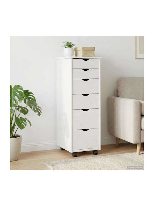 Office Drawer Made of Solid Wood with Wheels & Drawers White 34x39x93.5cm