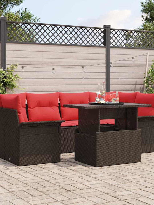 Garten- und Outdoor-Möbelsets 7 Stück Braune mi...