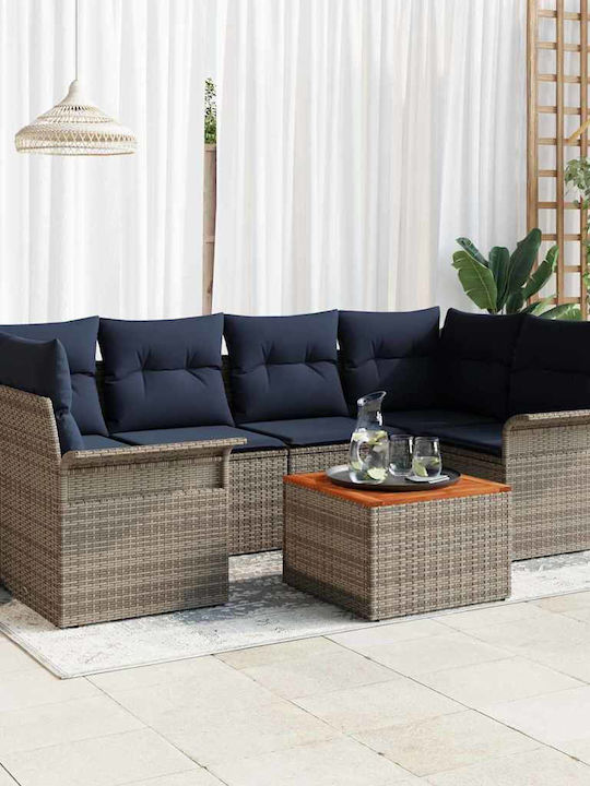 Garten- und Outdoor-Möbelsets 7 Stück Grau und ...