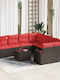 vidaXL Garden & Outdoor Furniture Set 9 Pieces Living Room Brown and Red