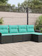 Garten- und Outdoor-Möbelsets Typsatz Wohnzimmer 5 Stück Schwarz mit Kissen