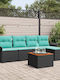 Garten- und Outdoor-Möbelsets Wohnbereich 6 Stück Schwarz mit Kissen