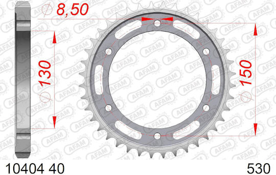 Afam Steel Rear Sprocket 530 Chain Code 10404-40