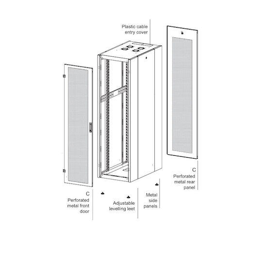 Steel Floor Rack Cabinet 36U Gray STEEL-36U6010BL-PRF-FP