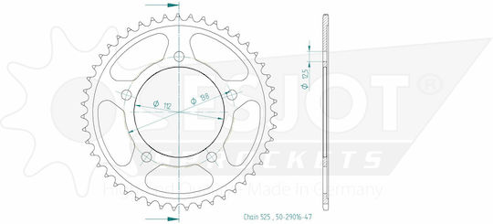 Esjot Stahl Hinteres Ritzel 525 Kette Anzahl Zähne 47 50-29016-47