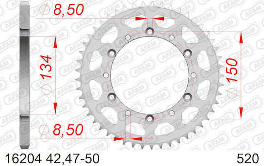 Afam Steel Rear Sprocket 520 Chain Code 16204-49