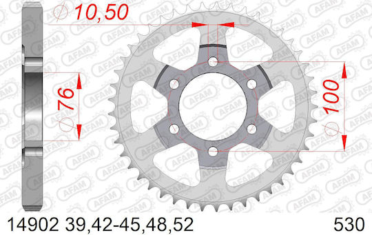 Afam Steel Rear Sprocket 530 Chain Code 14902-48