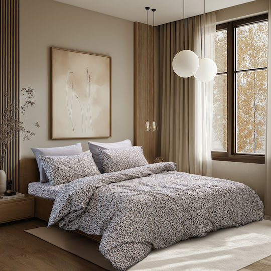 Lino Home Naptik Single Bed Sheet Set With Rubber Hugger 110x200+32cm Taupe 3 Pieces