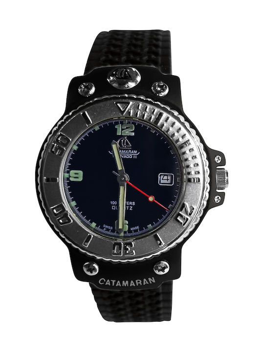 Catamaran Men's Watch 41mm Battery with Black Rubber Strap