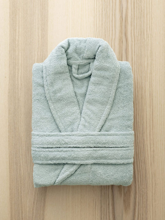 Nima Pure Bathrobe with Collar Dusty Blue 350gr/m²