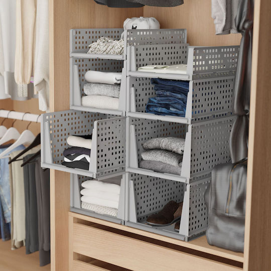 Relaxdays Organizator Plastic Pentru Haine Gri 24.5x33.5x43.5cm 3 Bucăți