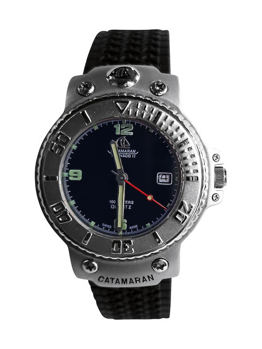 Catamaran Men's Watch 41mm Battery with Black Rubber Strap