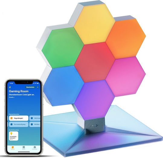 Cololight Plus Комплект 1x База 7x Осветителни Модули 7x Свързващи Елементи 1x Контролер RGBW Приложение Гласово Управление Wi-Fi USB Захранване Бял