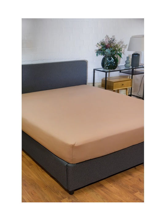Naf Naf Σεντόνι Υπέρδιπλο με Λάστιχο 160x200εκ. Warm Taupe