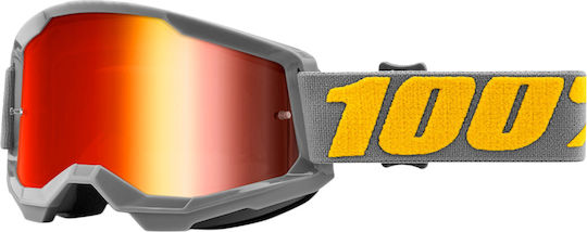Moto MTB 100% Strata 2 Izipizi Mirror Red Motocross Goggles